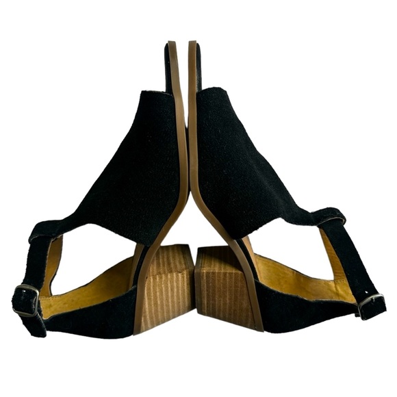 LUCKY BRAND WOMENS 8M BLACK SUEDE HEEL OPEN TOE - Picture 4 of 9